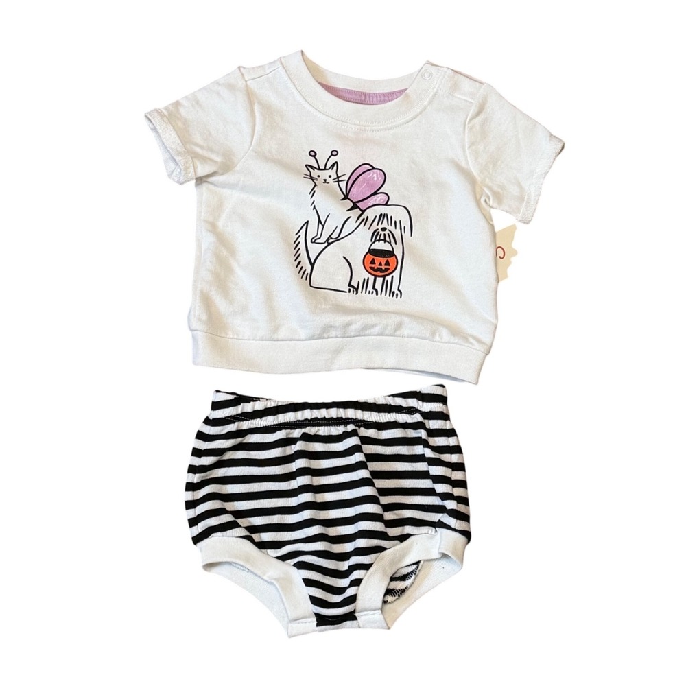 Baby Girls 0-3M Halloween Sweater and Striped Bloomers 2 Piece Set Cat & Jack